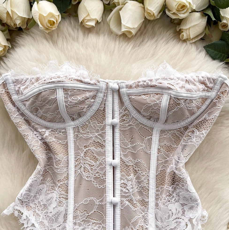 Premium Lace Patchwork Bustier Top