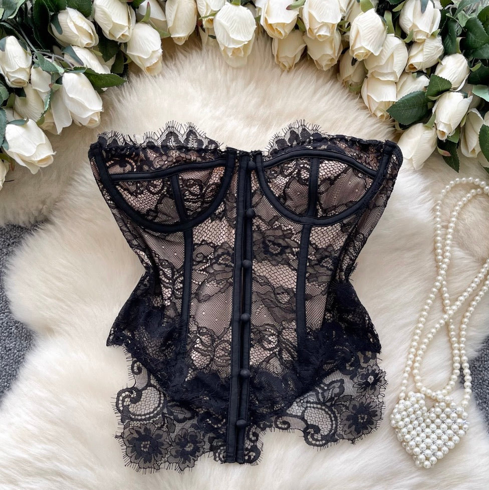 Premium Lace Patchwork Bustier Top