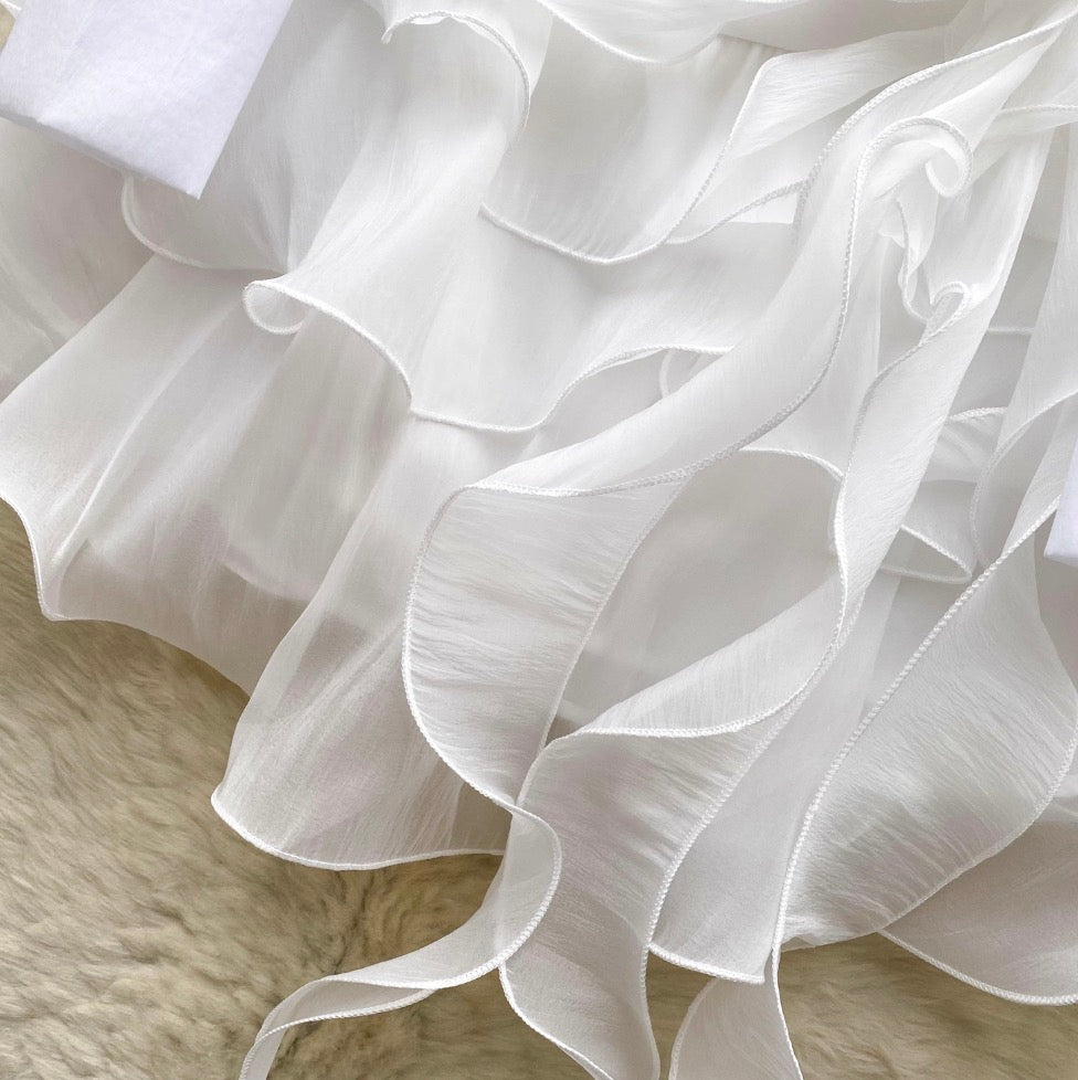 V-neck 3D Ruffled Shirt Dress