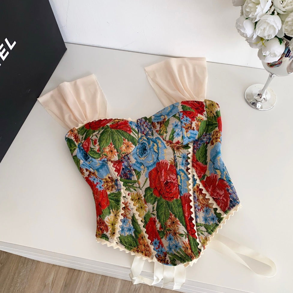Vintage Oil Painting Bustier Camisole