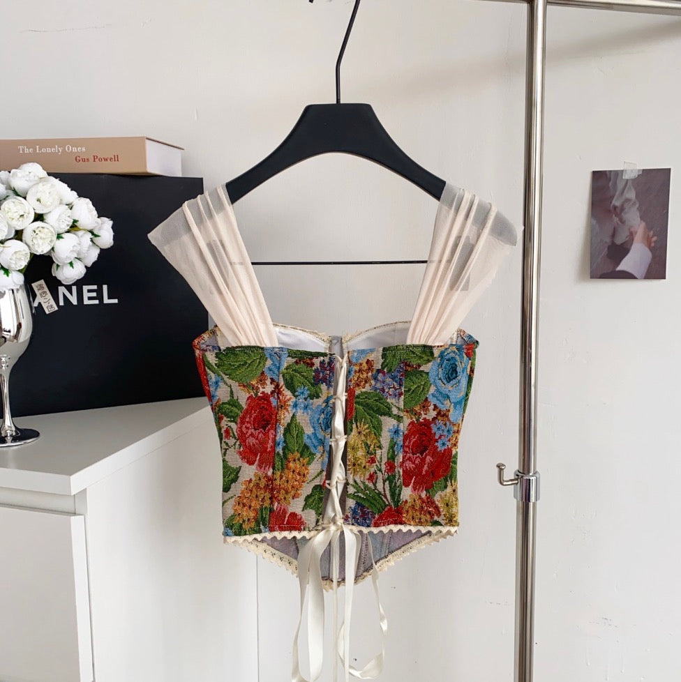 Vintage Oil Painting Bustier Camisole