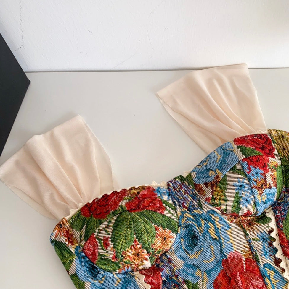 Vintage Oil Painting Bustier Camisole
