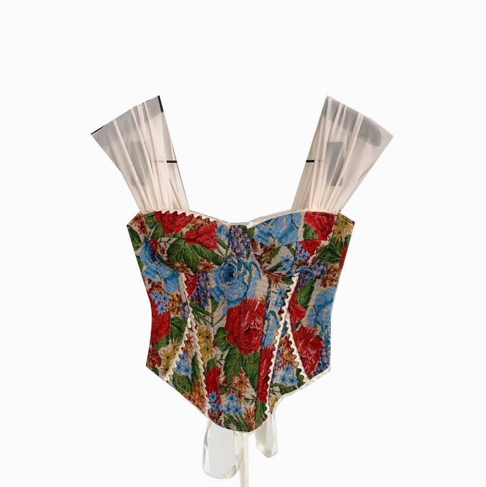 Vintage Oil Painting Bustier Camisole