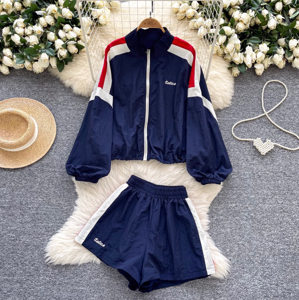 Uniform Style Jacket & Shorts Sportswear 2Pcs