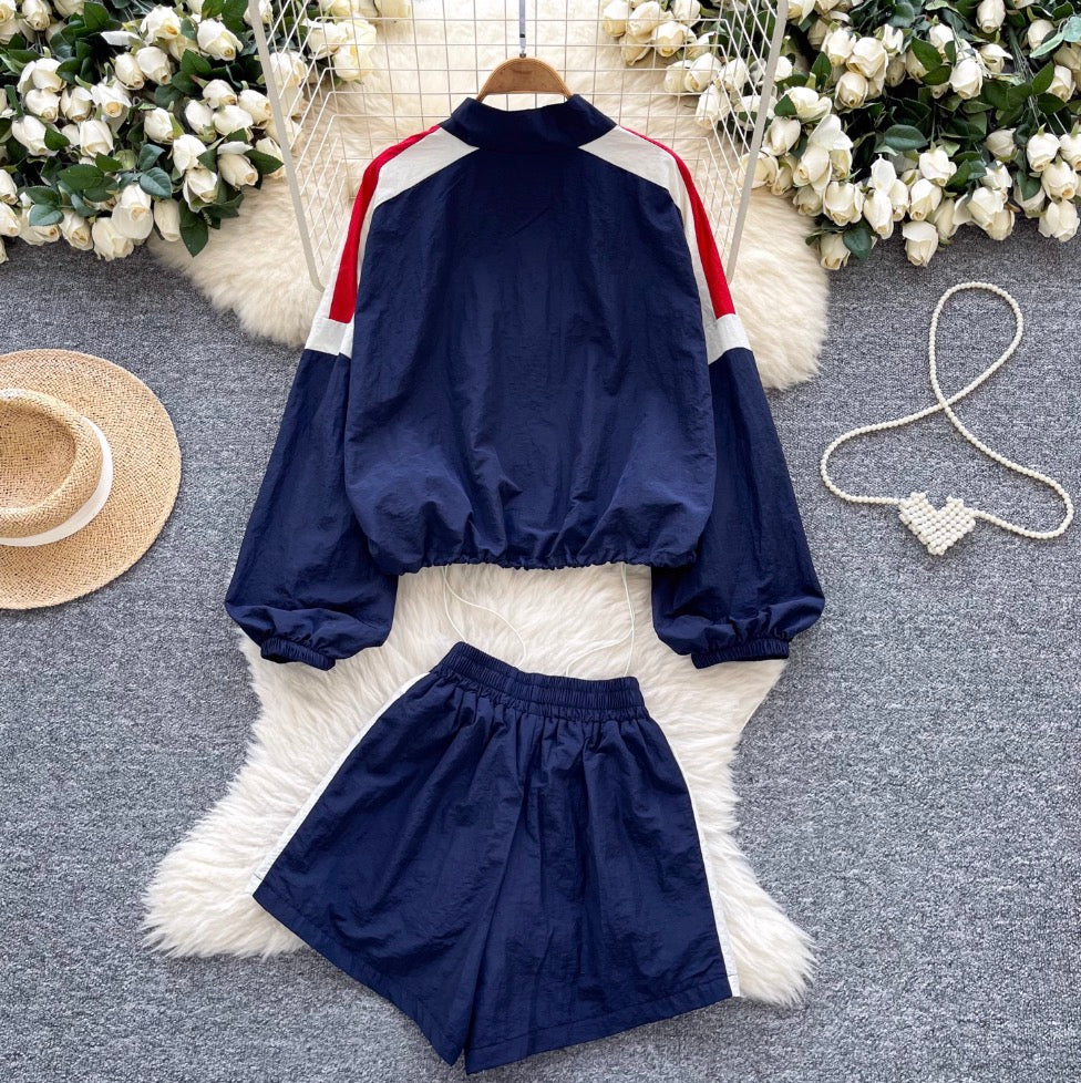 Uniform Style Jacket & Shorts Sportswear 2Pcs