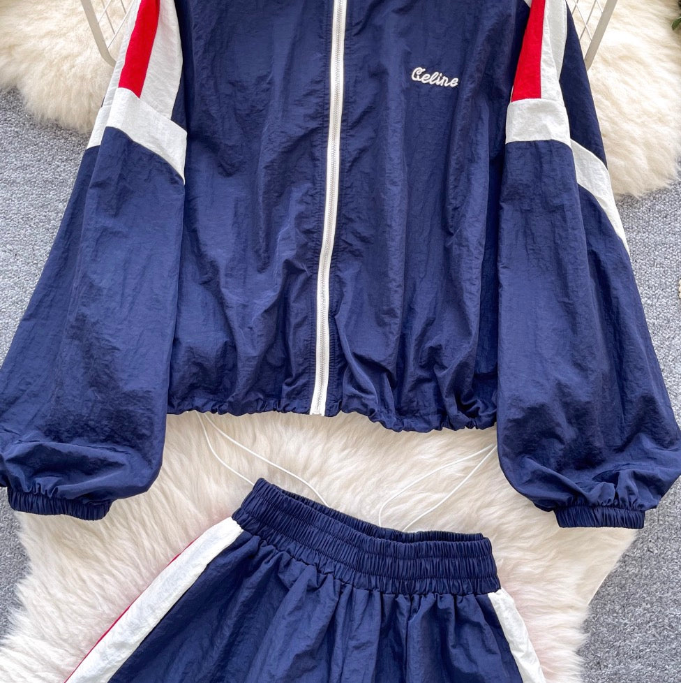 Uniform Style Jacket & Shorts Sportswear 2Pcs