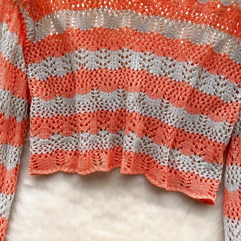 Striped Hollowed Knitwear & Shorts 2Pcs