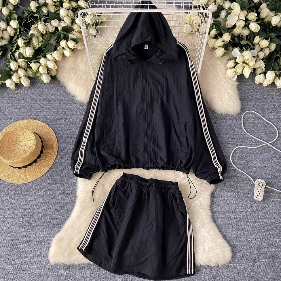 Sunscreen Hooded Jacket & Skirt 2Pcs