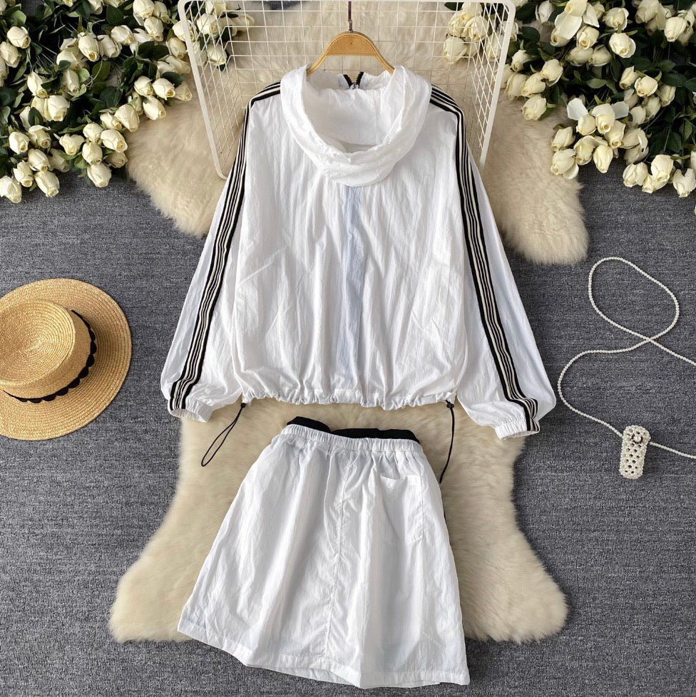 Sunscreen Hooded Jacket & Skirt 2Pcs