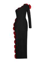 Bandage 3D Flower One-Shoulder Maxi Dress