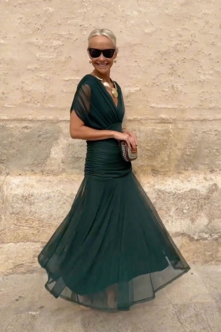 Margaret | Elegant Floral V-Neck Maxi Dress