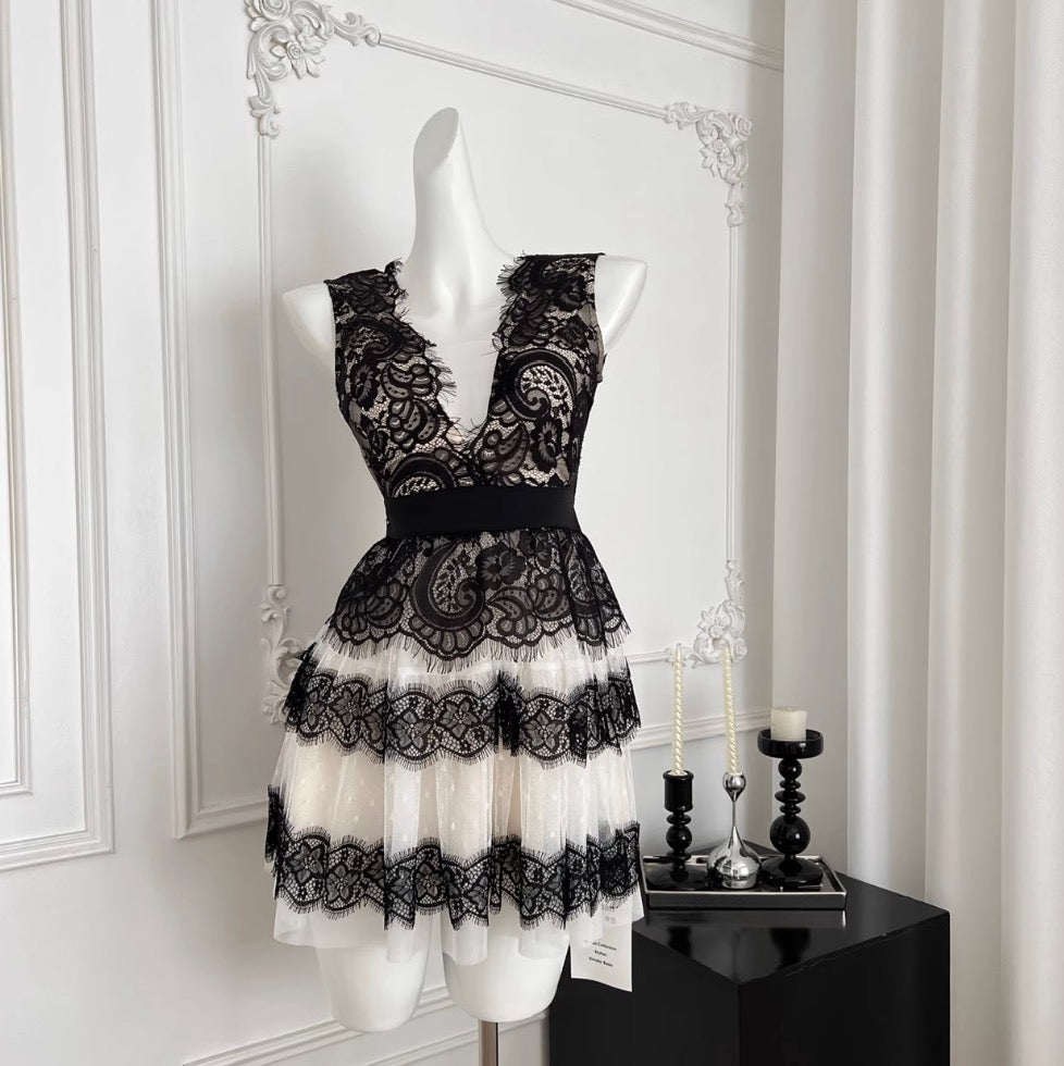 Black & White Polka Dot Lace Dress