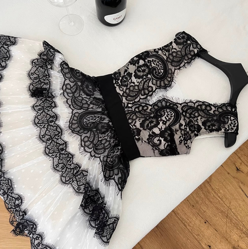 Black & White Polka Dot Lace Dress