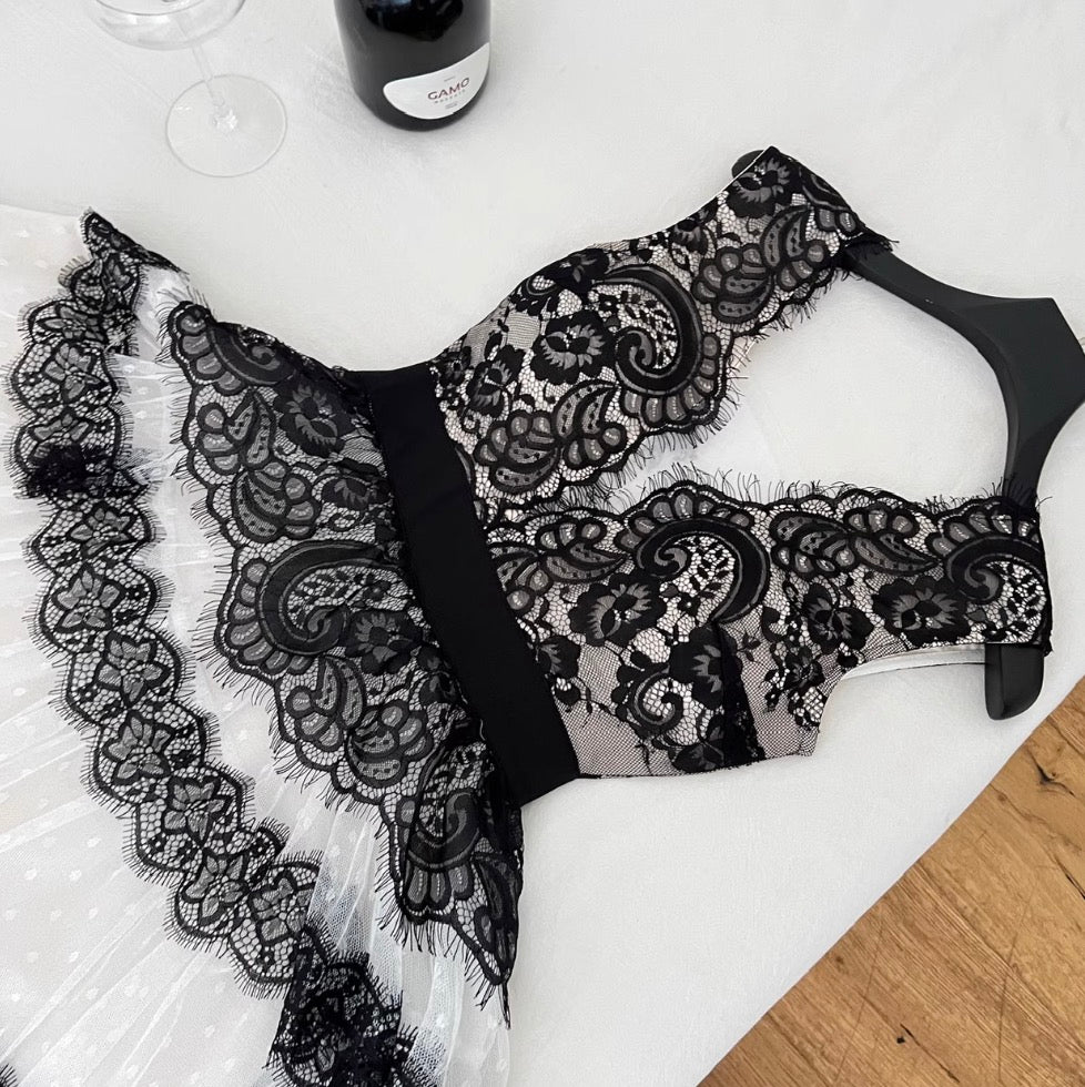 Black & White Polka Dot Lace Dress