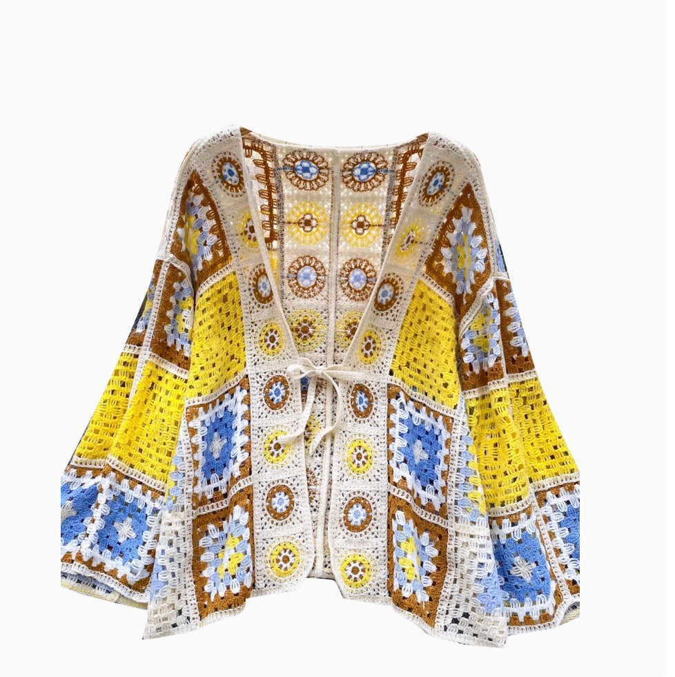 Bohemian Style Colorful Hollowed Cardigan