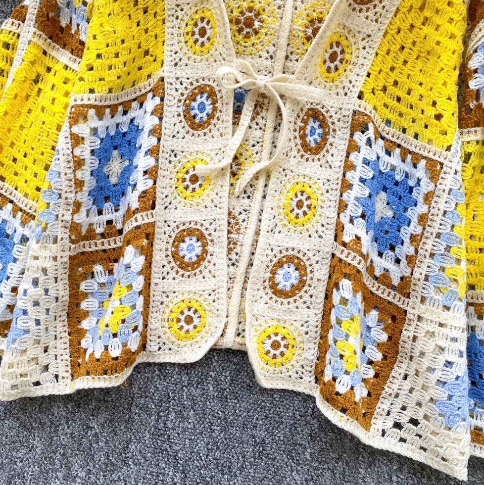 Bohemian Style Colorful Hollowed Cardigan