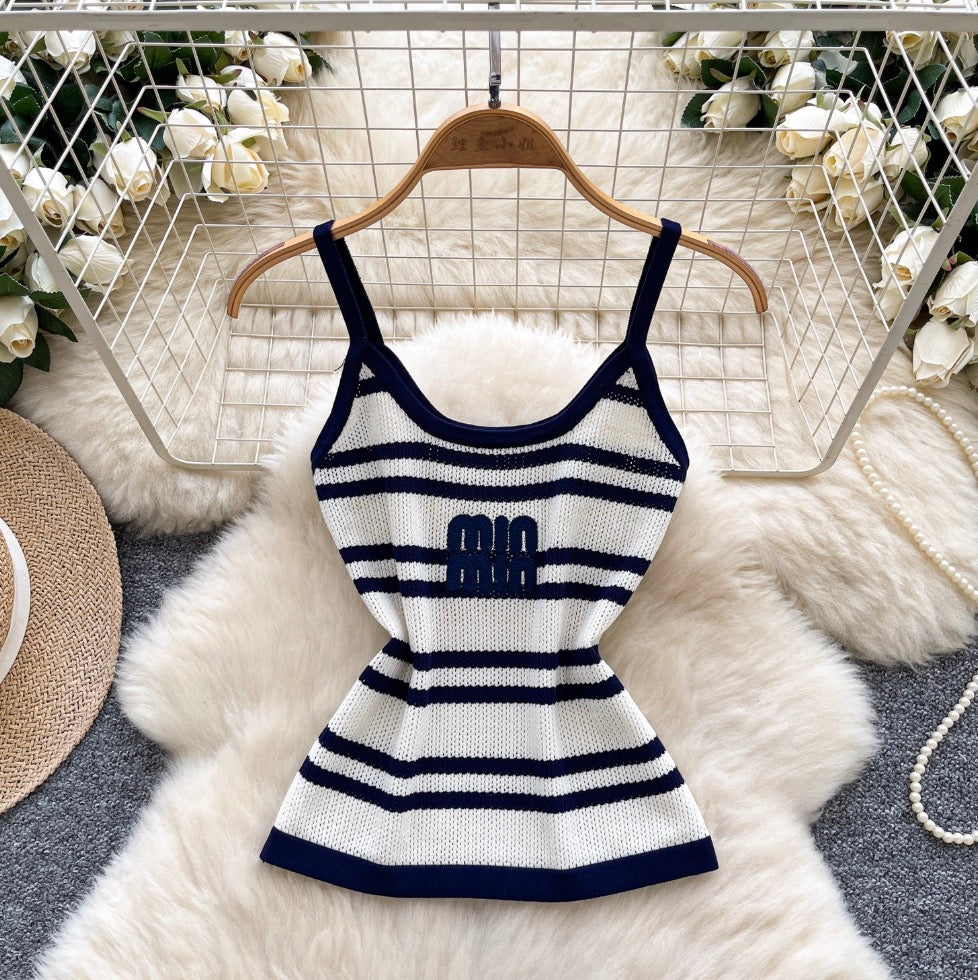 Color-blocking Striped Knit Vest