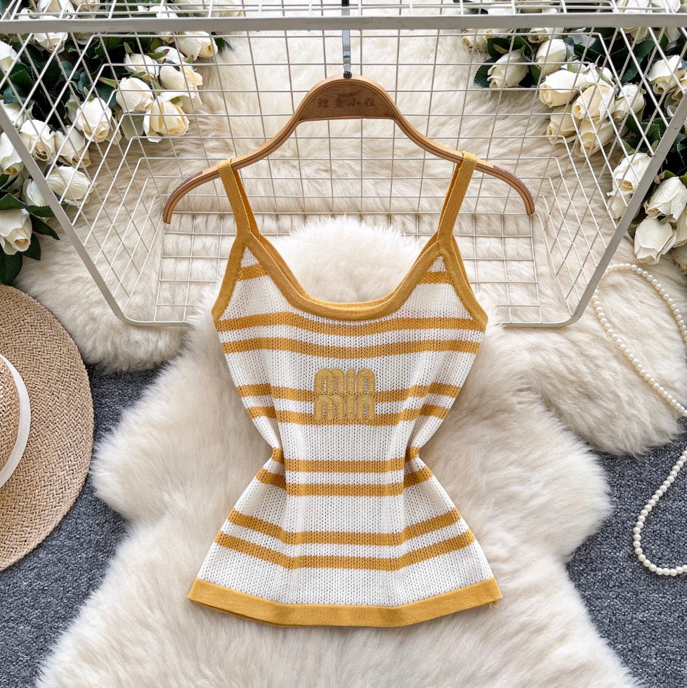 Color-blocking Striped Knit Vest