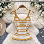 Color-blocking Striped Knit Vest