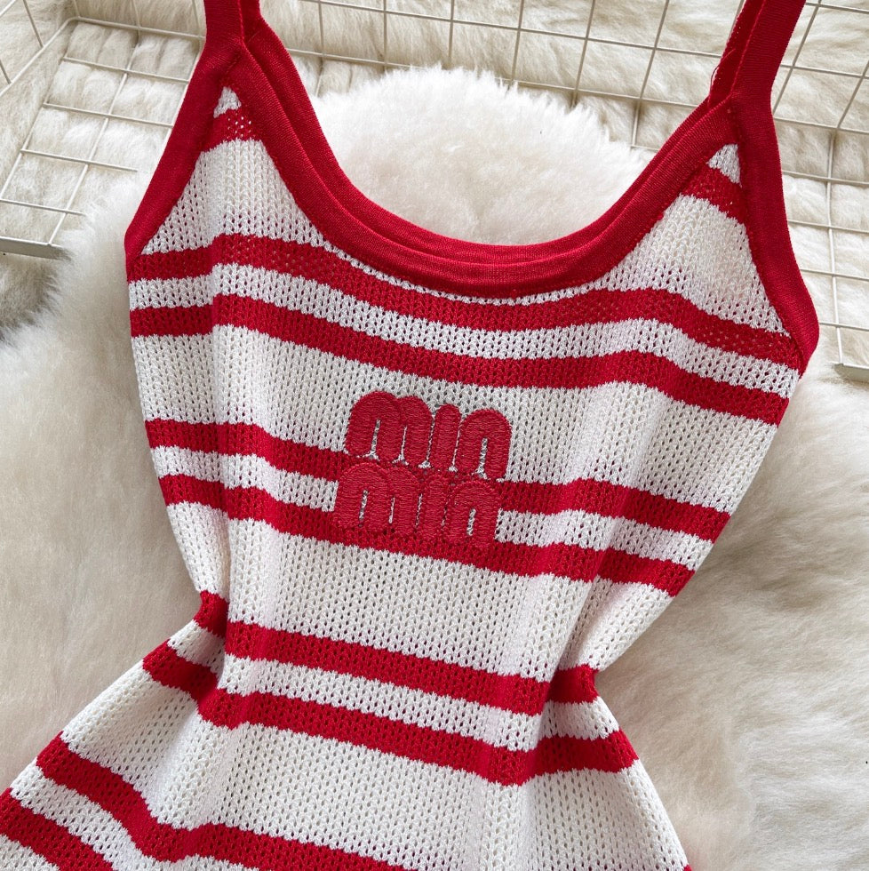 Color-blocking Striped Knit Vest