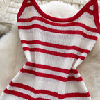 Color-blocking Striped Knit Vest