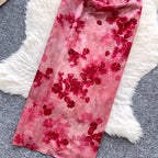 Vintage Floral Printed Split Cheongsam