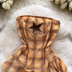 Chic Off-shoulder Asymmetric Plaid Top