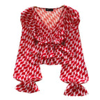 Cross V-neck Pattern Printed Top