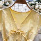 Sweetie V-neck Lace Trim Shirt