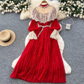 Courtly Layered Ruffled Lace Dress