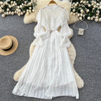 Courtly Layered Ruffled Lace Dress