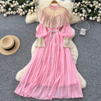 Courtly Layered Ruffled Lace Dress