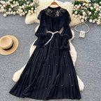 Courtly Layered Ruffled Lace Dress