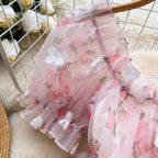 Sweetie Puffy Sleeve Embroidery Floral Shirt