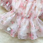 Sweetie Puffy Sleeve Embroidery Floral Shirt