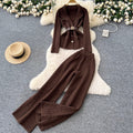 Suit-collar Knitwear & Trousers Maze 2Pcs