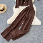 Suit-collar Knitwear & Trousers Maze 2Pcs