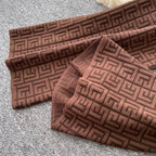 Suit-collar Knitwear & Trousers Maze 2Pcs