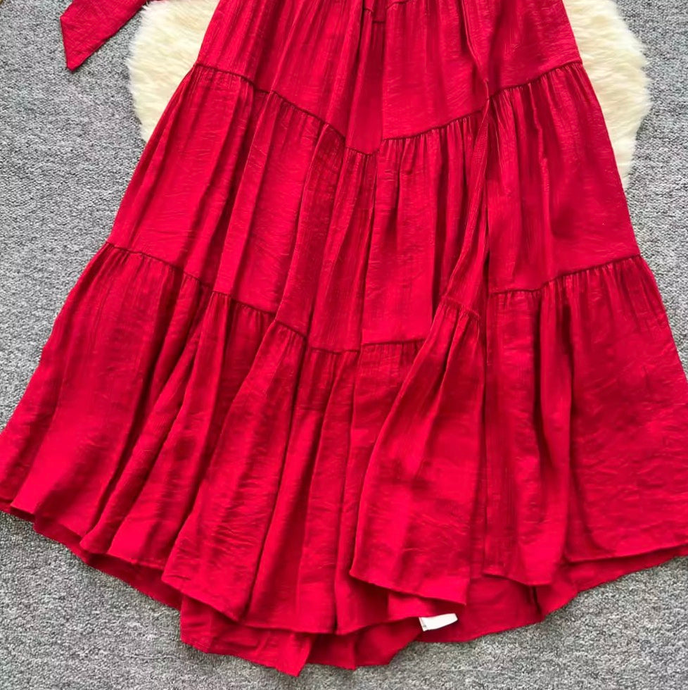 Backeless Lace-up Halter Dress