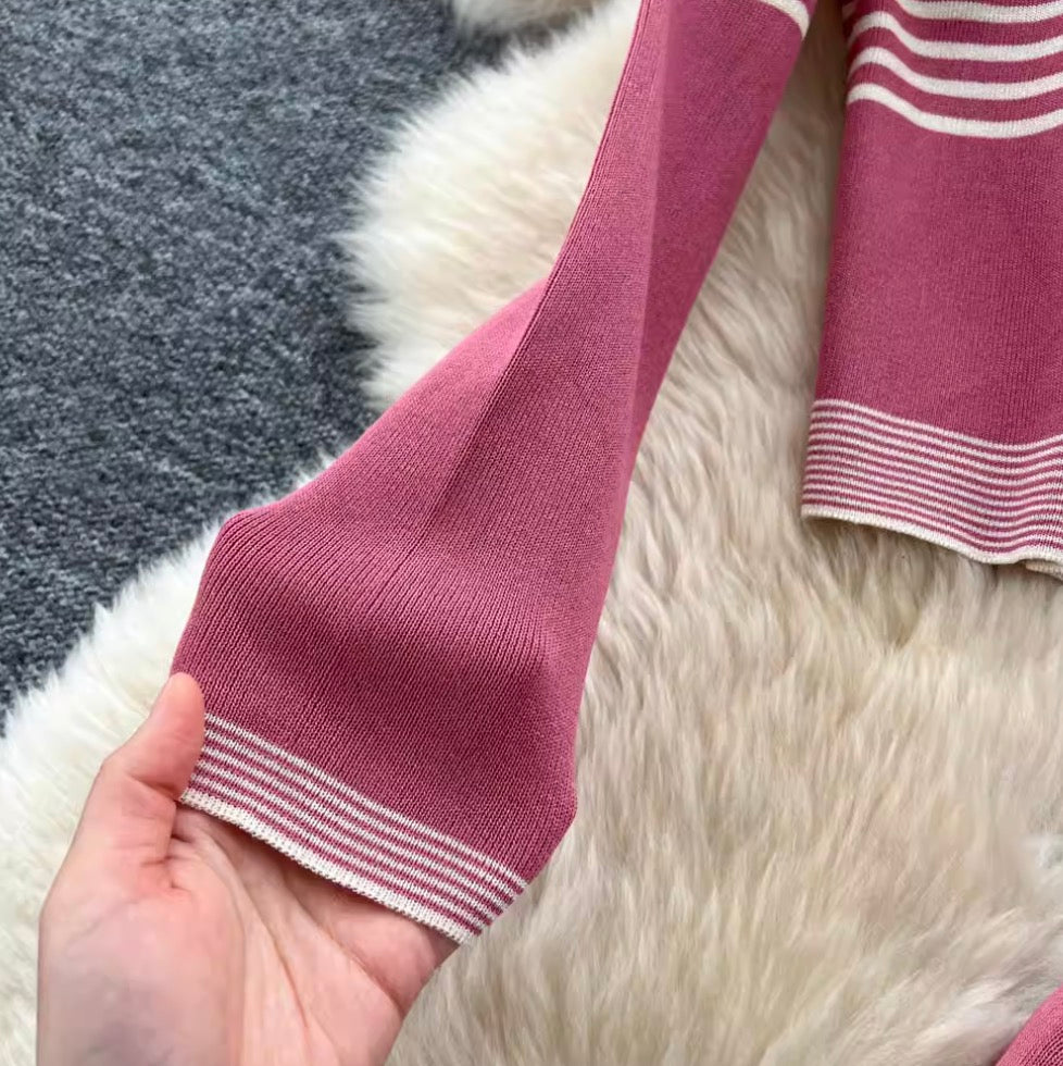 Striped Cardigan & Slip Dress 2Pcs