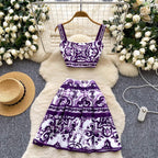 Camisole & Pleated Skirt Printed 2Pcs