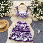 Camisole & Pleated Skirt Printed 2Pcs