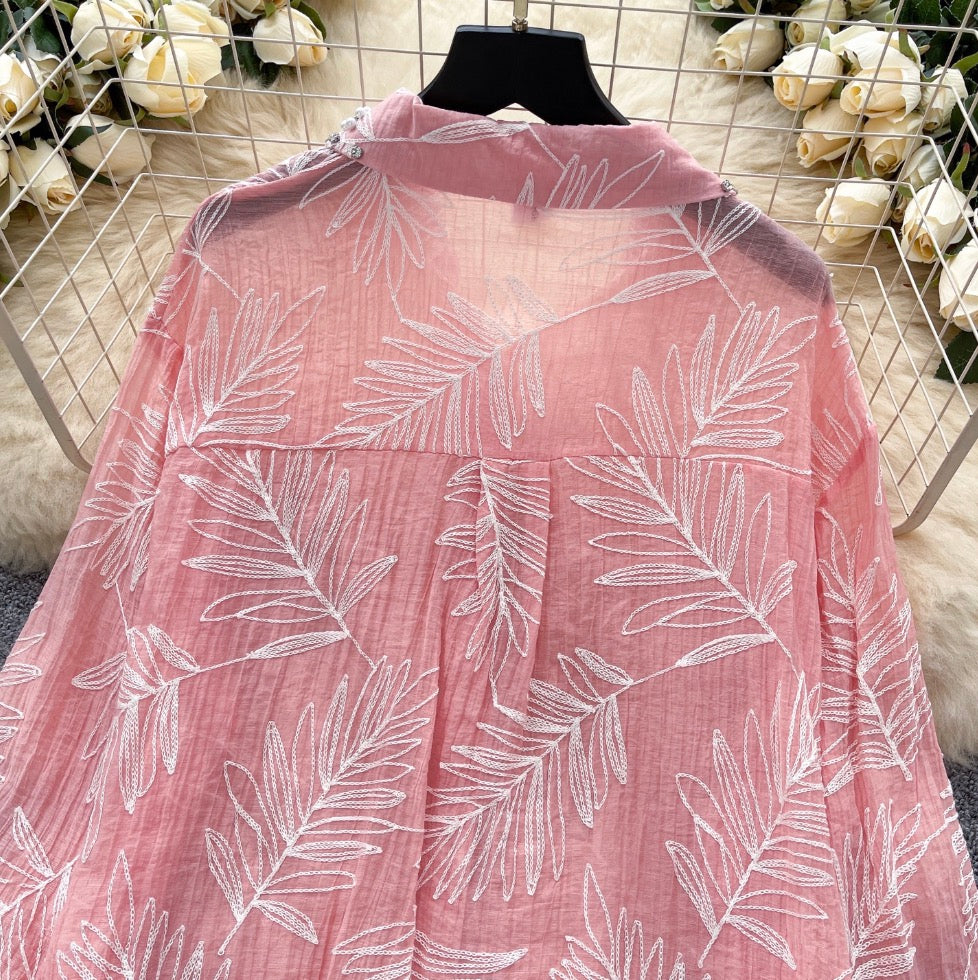 Premium Rhinestone Studded Jacquard Shirt