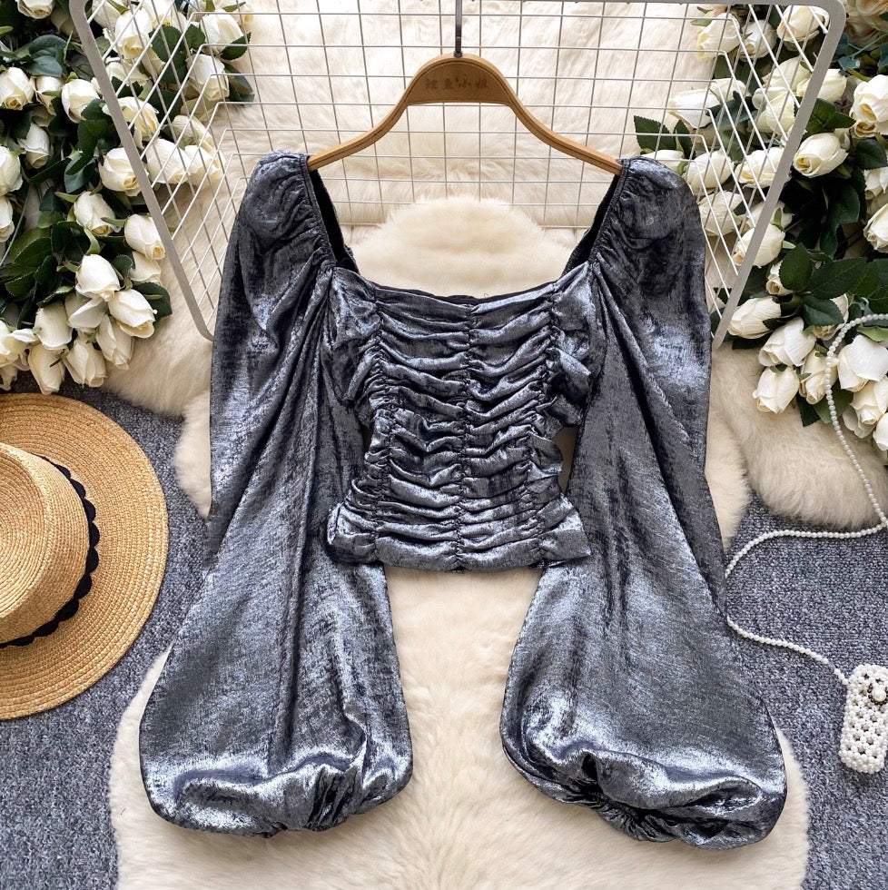 Leopard Printed Puffy Sleeve Top