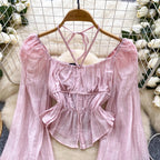 Sweetie Lace-up Chiffon Shirt