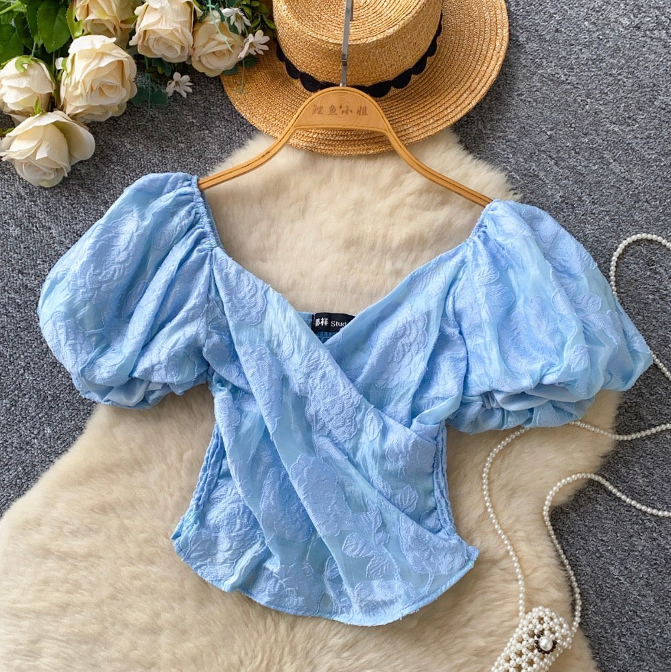 Sweetie Cross V-neck Jacquard Shirt