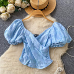 Sweetie Cross V-neck Jacquard Shirt