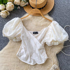 Sweetie Cross V-neck Jacquard Shirt