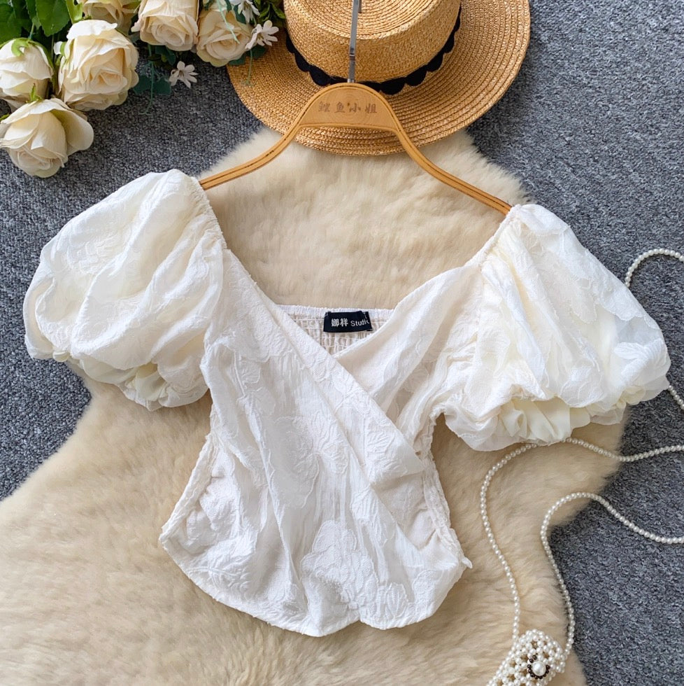 Sweetie Cross V-neck Jacquard Shirt