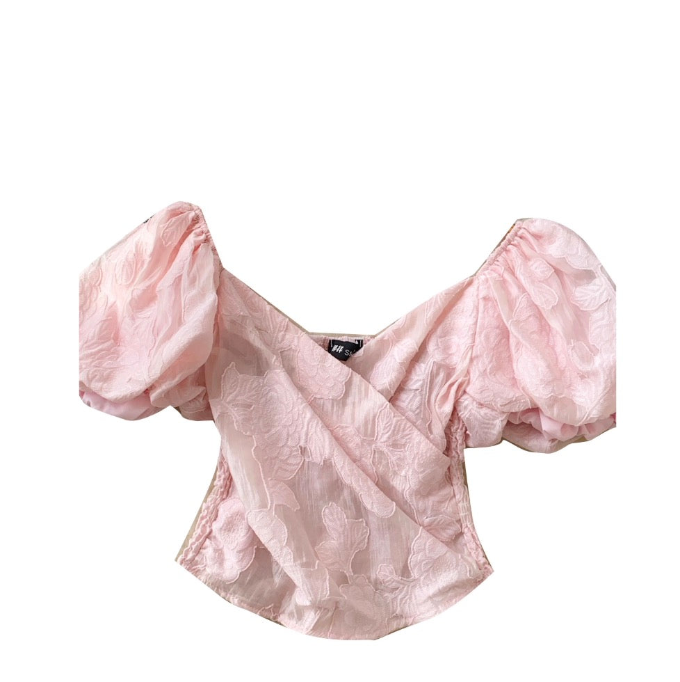 Sweetie Cross V-neck Jacquard Shirt